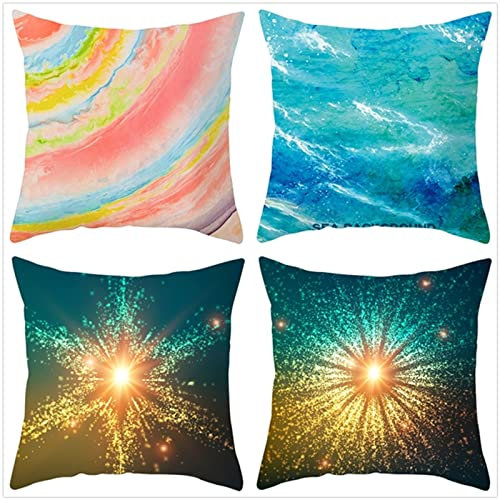 Tinnoon Kissenbezug 55x55cm 4er SetBoho Wohnzimmer Outdoor Deko, Schlafzimmer Zimmer Dekor Kissenhülle Kissenbezüge mit Verstecktem Reißverschluss, Couchkissen, Sofakissen Weinachten Sternenlicht