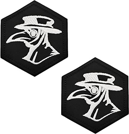 2 st Plague Doctor Pest läkare broderad krok och rosett sy på militär medicinsk applikation emblem, taktisk pest läkare lapp för uniform kläder ryggsäck keps team hundsele