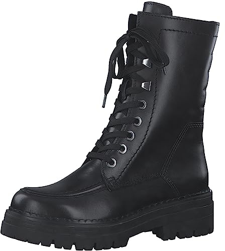 MARCO TOZZI Damen Stiefeletten zum Schnüren aus Leder Plateau