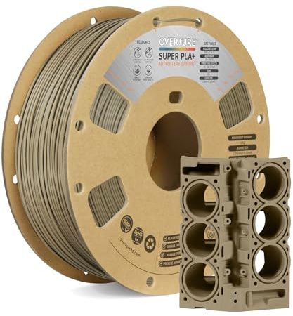 OVERTURE Super PLA+ Filament 1.75mm, 1kg Spule (2.2lbs), Maßgenauigkeit +/- 0.03 mm, für 3D Drucker (Hellbraun)