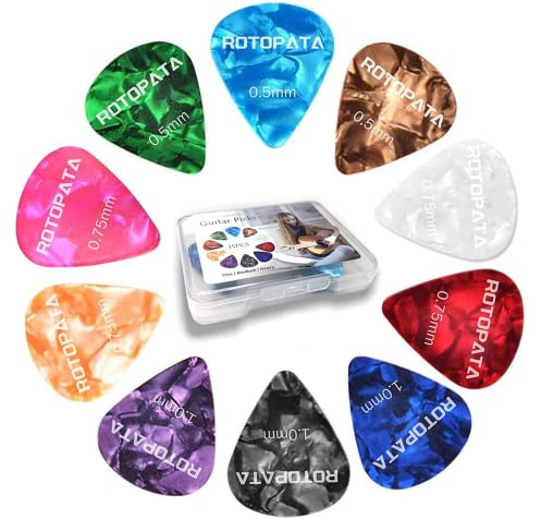 ROTOPATA 15 Pack Guitar Picks Variety Pack with Organizer Box