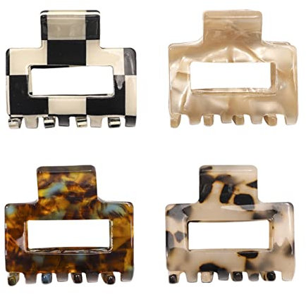 XINGNIAO 4 Stück Acetat-Haarklammern, Rutschfeste Kleine Krallen-Clips für Frauen und Mädchen, Winzige Haarspangen für Dünnes, Mitteldickes Haar