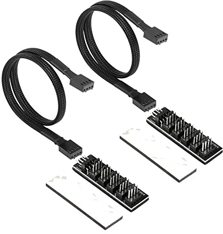CERRXIAN 4-Pin PWM PC-Lüfter-Hub PC 5-Wege-Splitter 1 bis 5 Splitter 5-Wege PC-Gehäuse Internes Motherboard 4 PIN/3PIN Lüfter Power Extension Cable Cord 1FT - 2PCS