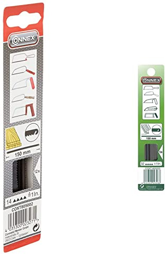 Connex COXT805002 Ersatzsägeblätter für Schnitte in Holz, 14 Zähne pro Zoll, Länge 150 mm, 12 Stück & COXT805003 Ersatzsägeblätter für Schnitte in Metall, 32 Zähne pro Zoll, Länge 150 mm, 12 Stück