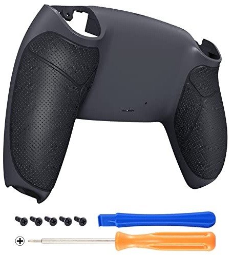 eXtremeRate Carcasa Trasera con Agarre de Goma para ps5 Control | Funda Posterior Cubierta Repuesto Reemplazable Placa Protector Cover Accesorios para ps5 Mando(Clásico Gris & Oscuro Gris)