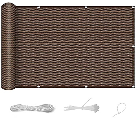 Balkonverkleidung 70 x 500 cm UV- und Wetterbeständig Sichtschutz Balkonbespannung mit Ösen und Kordel für Balkongeländer Terrasse, Taupe