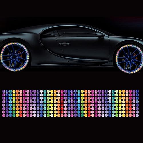 Nouiroy Fahrrad-Aufkleber, Regenbogen-Auto-Aufkleber, reflektierendes Felgenband für Fahrräder, rosa Felgen für Autos, Fahrrad, Skateboard, Motorrad, Nacht-Sicherheitswarnaufkleber (320 Stück