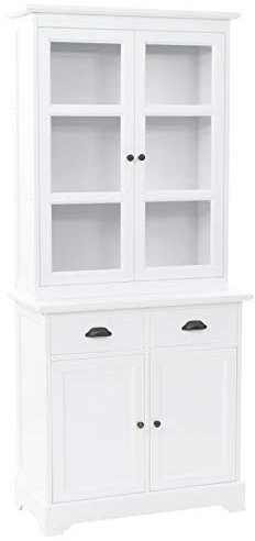 Festnight Küchenbuffet Buffetschrank Hochschrank küche küchebücherregal Highboard Vintage Küchenschränke Vitrinenschrank Vintage Küchenvitrine Weiß 80 x 40 x 180 cm