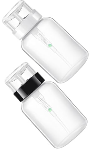 2 Pack 200ml Lockable Pp Pump Dispenser Bottles for Nail Polish Remover | Accidental Press Prevention, Subpackaging Use, 200ml Size, Empty Refill Containers, Two-piece Set