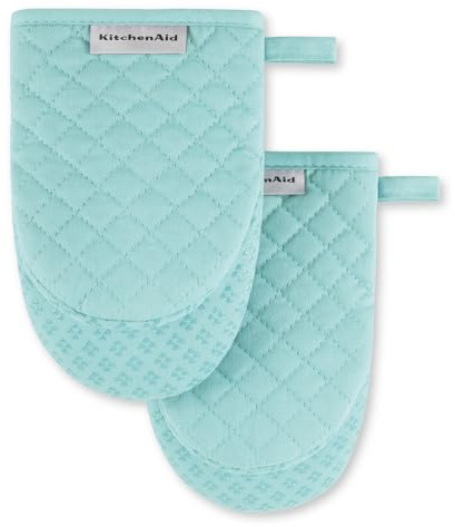 KitchenAid Asteroid Mini Oven Mitt 2-Pack Set, Mineral Water Aqua, 5.5x8