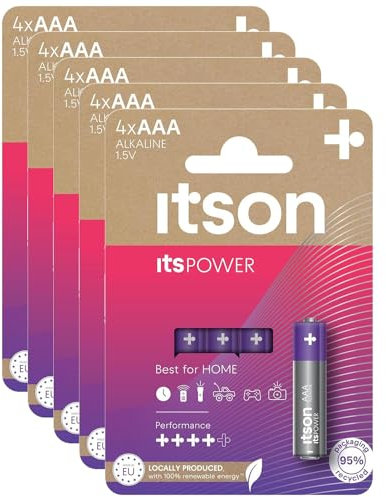 ITSON Lot de 5 x 4 Piles Alcalines LR03/AAA 1,5V ItsPOWER