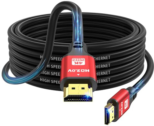 jojobnj 4 K HDMI-Kabel, 5 m, High Speed HDMI 2.0 Kabel 4 K @ 60 Hz 18 Gbps, Ultra HD, Ethernet Audio Return, Video 4K, 1080p, 3D, Arc, HDR, kompatibel mit Xbox, PS5/PS4, HDTV, Laptop etc. (Rot)