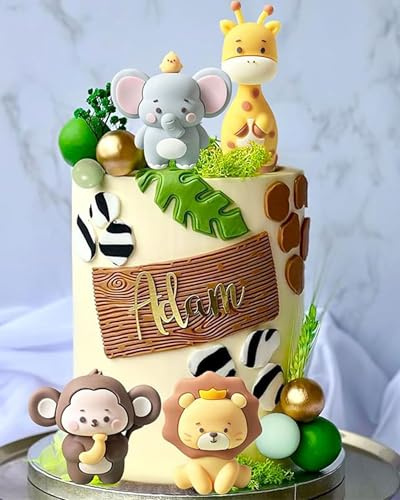 JeVenis Safari Dusche Cake Topper Sage Green Tortendeko Dschungel Geburtstag Deko Dschungel Themed Tortendeko für Geburtstag Party