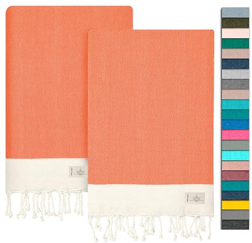 NOUR Telo mare per hammam, confezione da 2 pezzi, grande, 100 x 200 cm, in 100% cotone, coperta da picnic, asciugamano da sauna, extra leggero, assorbente, ad asciugatura rapida, senza sabbia