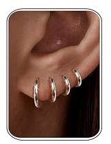 ORAZIO 4 Paar Creolen Chirurgenstahl Ohrringe Set für Damen Herren | Hypoallergene Kleine Creolen In 6mm 8mm 10mm 12mm Für Helix Tragus Conch Daith Knorpel Piercing Ohr Schmuck