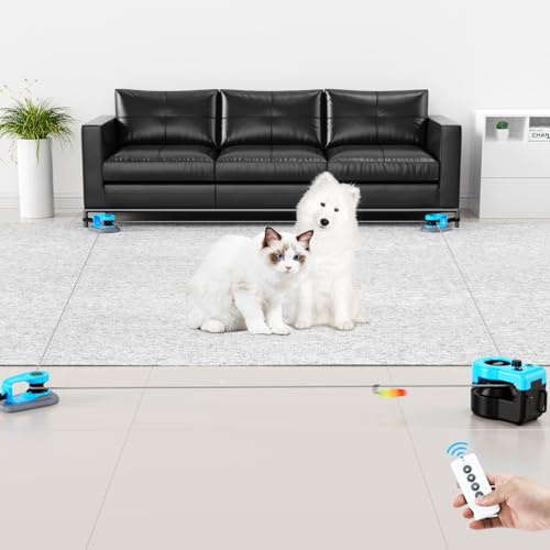 Pet Deluxe Interactive Cat Toy for Indoor Cats, Auto/Remote Control DIY Cat Mouse Hunting Treadmill Keep Bored Kitten Puppy Entertained to Chase, Feather Toy to Exercise-Sky Blue