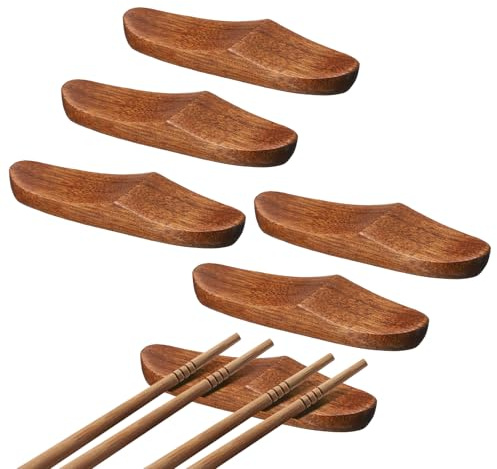 sourcing map Lot de 6 repose-baguettes en bois multifonction pour comptoir, cuillère, fourchette, couteau, décoration de table, marron