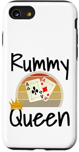 Coque pour iPhone SE (2020) / 7 / 8 Jeu de cartes humoristique Rummy Queen gagnant pour maman, mère, grand-mère