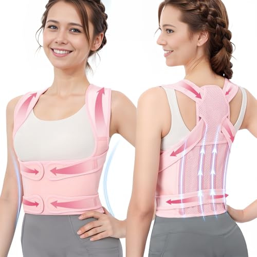 Gerader Rücken Geradehalter, Haltungskorrektur Rücken Damen und Herren, Ruckenstrecker, Verstellbare Rückentrainer, Rückenstützgürtel für Linderung Rückenschmerzen und Kyphose ,S ( Taillen 26”-34”)