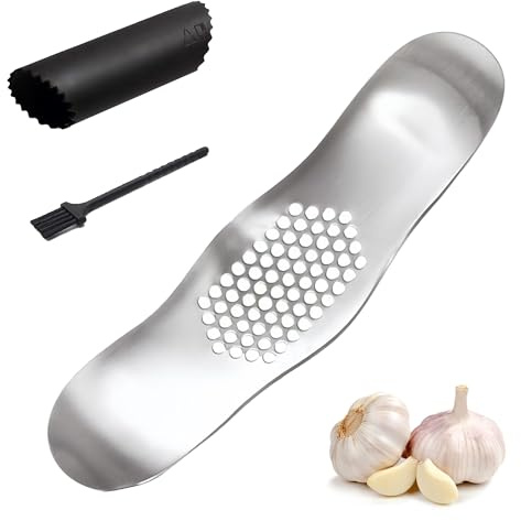 3pcs Set Garlic Crusher Garlic Press Dishwasher Safe, Stainless Steel Garlic Crusher Press，Garlic Press Crusher