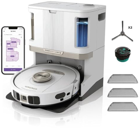 Shark PowerDetect 2-in-1-Saug- & Wischroboter, NeverTouch Pro 60 Tage, Selbst-Entleerung, Befüllung & -Reinigung, 3D- & LiDAR-Navi, NeverStuck-Hindernisumgehung, App-Steuerung, Weiß, AV2820ZEEUWH