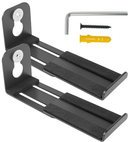 GWCYMYD Soundbar Wall Mount Bracket, Sound Bar Shelf Wall Mount with Anti-Slip Pads, Bracket for Holding TV Speakers Holds up to 30 Lbs, Depth Adjustable 3.39-5.79 Inches