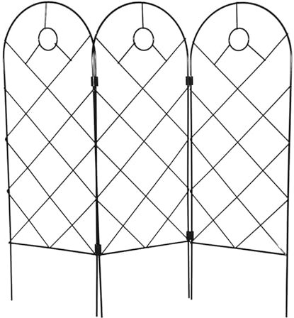 Birtern Lot de 3 Panneaux de Treillis de Jardin en métal pour grimpantes en Pot, Support de grimpantes, clôture empilable pour Pots de Fleurs d'intérieur, Supports de 58 x 20 cm