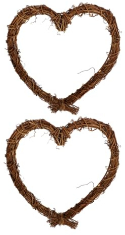 ZUNOXAZ 2pcs Natural Grapevine Wreaths for Crafts Heart-shaped Rattan Wreaths for Home Decor Weddings and Christmas Front Door Hanging Handmade Floral Frames