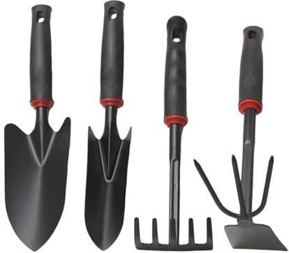 Unkrautaher Lot de 4 outils de jardin robustes en acier inoxydable, design ergonomique, protection contre la rouille, polyvalent pour desserrer, fosser, désherber et procesami