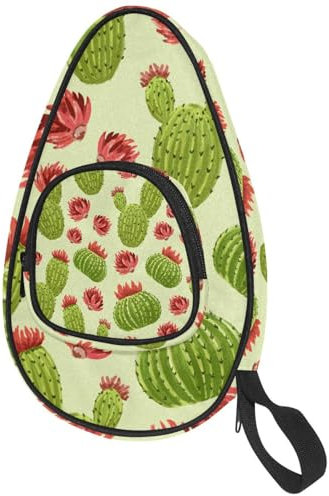VAPOKF Housse pour raquette de tennis de table, motif cactus vert, peinture rouge, sac pour raquette de ping-pong, sac de raquette de tennis de table avec pochette pour 4 à 5 balles