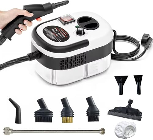 Högtrycksångtvätt, 2500w Handhållen ångtvätt, 105°c Högtemperaturånga, Multifunktionell Hemrengöring, 1200ml Stor Vattentank (White Gray)