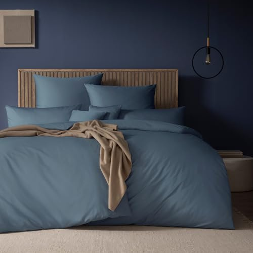ESTELLA Mako-Satin Bettwäsche Set, 135x200 cm + 80x80 cm, Taube | 100% Baumwolle, Deutsche Marke, Garantie Reißverschluss, Moderene Farben