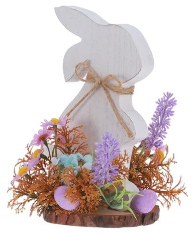 VICASKY Rustikale Osterhasen Tischdekoration aus Holz Handgefertigte Kaninchenfigur im Landhausstil für Frühlingsdeko Niedliche Bunny Figur für Party und Zuhause