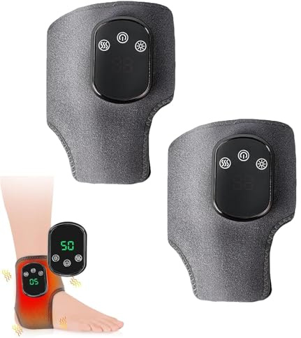 3 in 1 Foot Massager, Electric Massager, Heated Ankle Brace, Portable Feet Heating Pad with 3 Mode & 5 Heat Level, Rechargeable Ankle Massage for Pain and Circulation, Heel, Sole, Arch (2 PCS)
