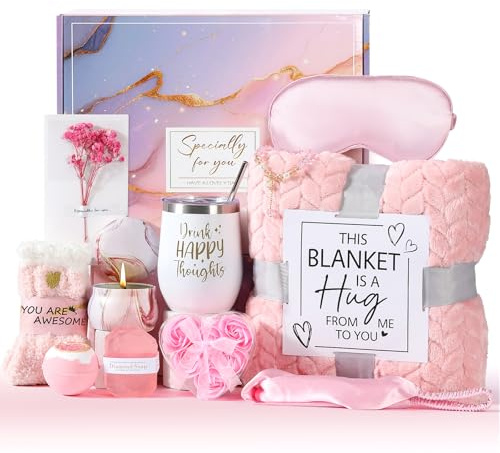 Coffret Cadeau Femme,Cadeau Anniversaire Femme,Idee Cadeau Anniversaire Ensemble Cadeaux avec Flanelle Couverture,Meilleur Noël Fete des Meres Cadeau, pour Amie, Mère, Sœur, Maman,12 Pièces
