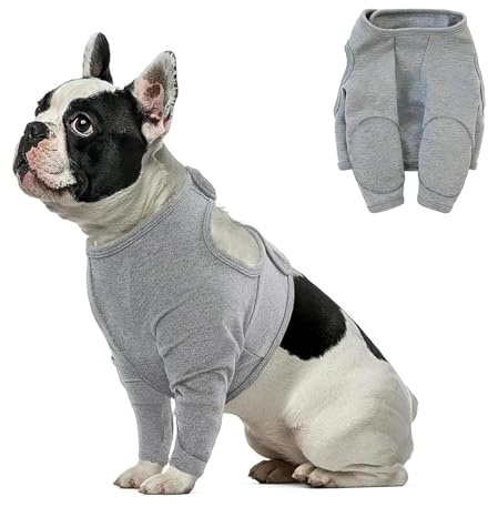 HECHKJ Codera para Perro XXL, Manga de Recuperación para Perro, Protector de Rodilla Ajustable y Transpirable para Pata Delantera, Gris, para Heridas y Evitar Lamer