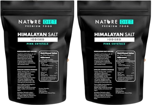 Nature Diet - Sale dell'Himalaya dal Pakistan 1000g | Sale rosa | Grana fine | Dall'Himalaya (Confezione da 2)