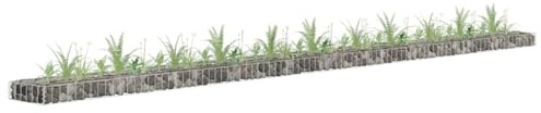 Mokuyary Jardinière surélevée en gabion en acier galvanisé 450 x 30 x 10 cm Panier à pierres en métal, mur de pierre comme clôture de jardin, grille de gabion comme brise-vue