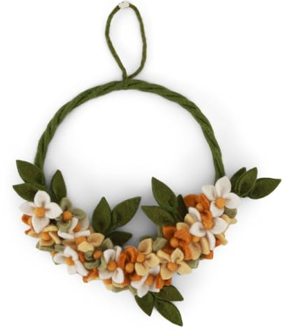 Fait à la main et certifié commerce équitable | Gry & Sif | Design danois élégant x artisan népalais | Couronne de fleurs de l'aube - Jaune | Décoration de Pâques