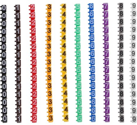 Lurrose Etiquetas de Identificación para Cables Eléctricos Clip, Tubos Numerados de Colores 0-9 para Alambres de 1.5 Mm a 3.0 Mm, 150 Unidades para Organización y Marcadores en Oficina,