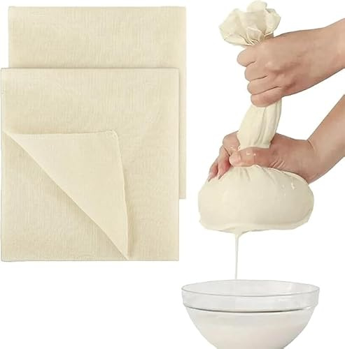 2 PCS Reusable Cheese Cloths for Straining, 50x50cm Unbleached Muslin Cloths for Cooking, Washable for Filtering Nut Milk, Butter, Juice, Tea, and Homemade Cheese