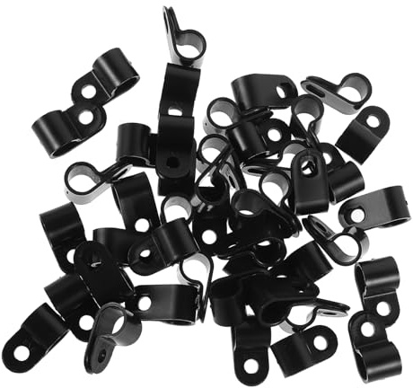 Veemoon 200 Pezzi Morsetti Portacavi Tipo R in Nylon Nero 3/8 Pollice Clip Fissaggio Cavi Organizzatore di Cavi Elettrici per Uso Domestico e Industriale