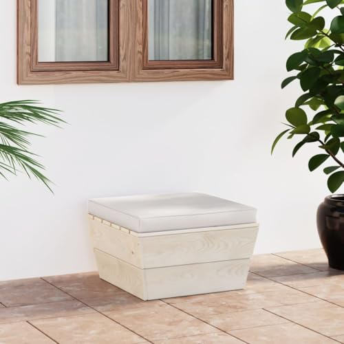 Keeushr Garten-Paletten-Hocker mit Kissen aus imprägniertem Fichtenholz, modularer Outdoor-Sitzhocker mit weichem Polsterkissen für Terrasse Garten Balkon, rustikales Design,