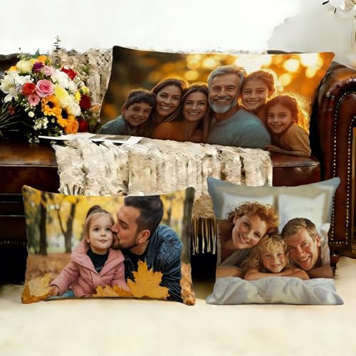 Cojin Personalizado con Foto, Funda Almohada 30x50cm - Cojín Personalizado con tu Foto, Impresión a Doble Cara Diseño o Texto, Almohada Fotos Personalizadas Regalo Mujer, Lavable, Envío Rápido J1-240