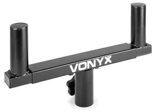 Vonyx WMS-03 Stativ Adapter Lautsprecher, Gabel für Boxenständer, T-Bar Doppel Lautsprecherstativ, Double Tripod, Boxen Doppelträger zum Aufstellen von 2 Lautsprechern auf einen Ständer