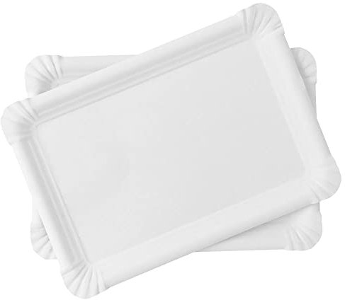 Lot de 20 Plateaux en Carton Blanc - Plateaux de Présentation pour Pâtisseries/Amuse-bouches/Buffets (23 x 16 cm)
