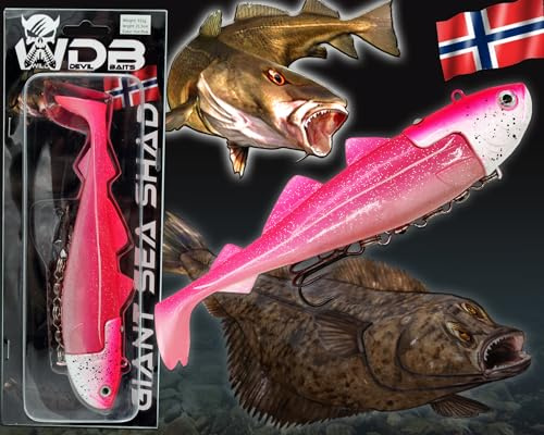 Angel-Berger Wild Devil Baits Giant Sea Shad Heilbutt Seelachs Köder Meeresangeln