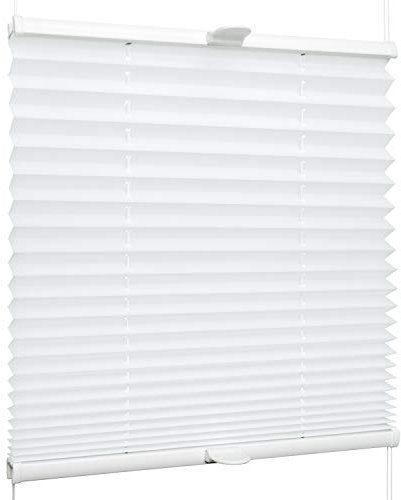 SchattenFreude Klemmfix-Plissee für Fenster | Mit Klemm-Haltern | Ohne Bohren | Reinweiß, Breite: 80cm x Höhe: 130cm