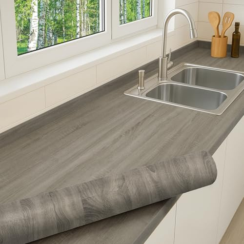 Dimex Laminierte Selbstklebende Möbelfolie – Extra dicke PVC Marmor- & Holzoptik Klebefolie für Küchenmöbel, Türen, Tische & Regale – Kratzfeste dekorative Innenraumverkleidung – 90 cm x Wunschmaß