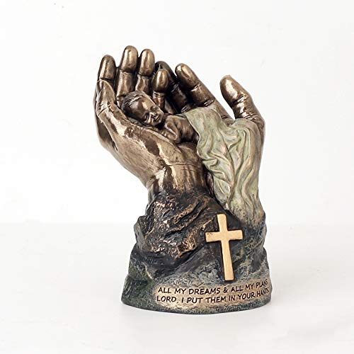 Veronese Design 4 1/2 Inch Resting Baby in Lord's Hands Cold Cast Resin Antique Bronze Finish Statue Religious Gift Figurine